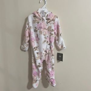 NWT Laura Ashley Baby Pink & Cream hooded coverall